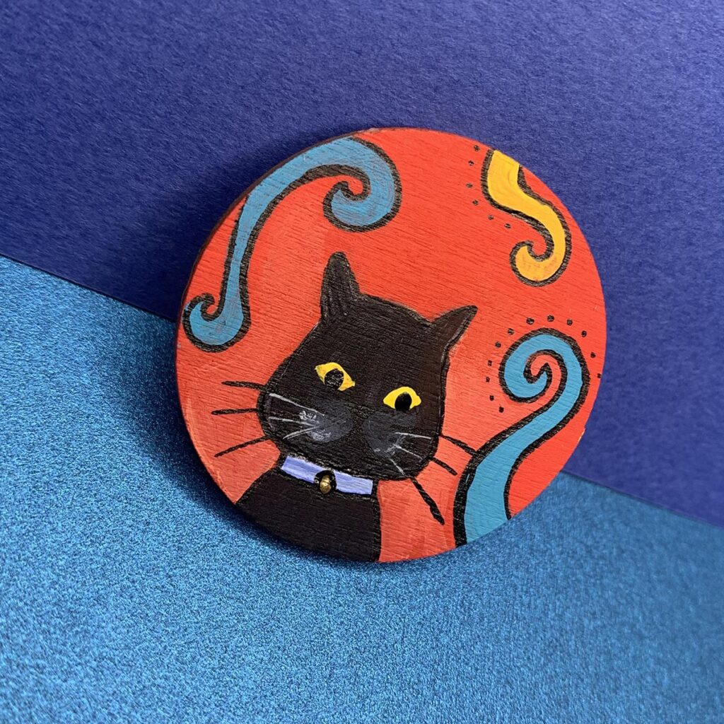 Cat - Hand Painted Fridge Magnet - Handmade Altrimenti